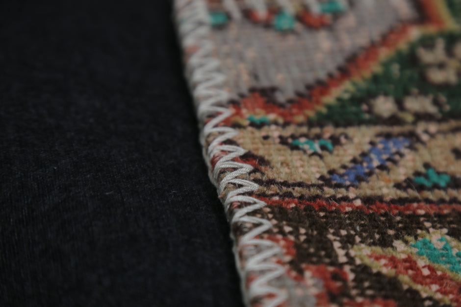 4'3 x 6'5 Vintage Turkish Patchwork Rug, Multicolor Wool Cotton Handmade Area Rug
