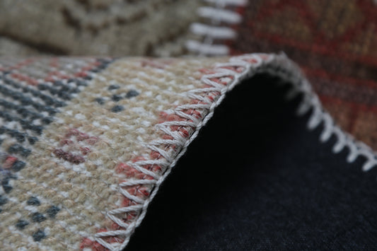1'9 x 4'9 Vintage Turkish Patchwork Runner Rug, Multicolor Wool Cotton Small Hallway Rug