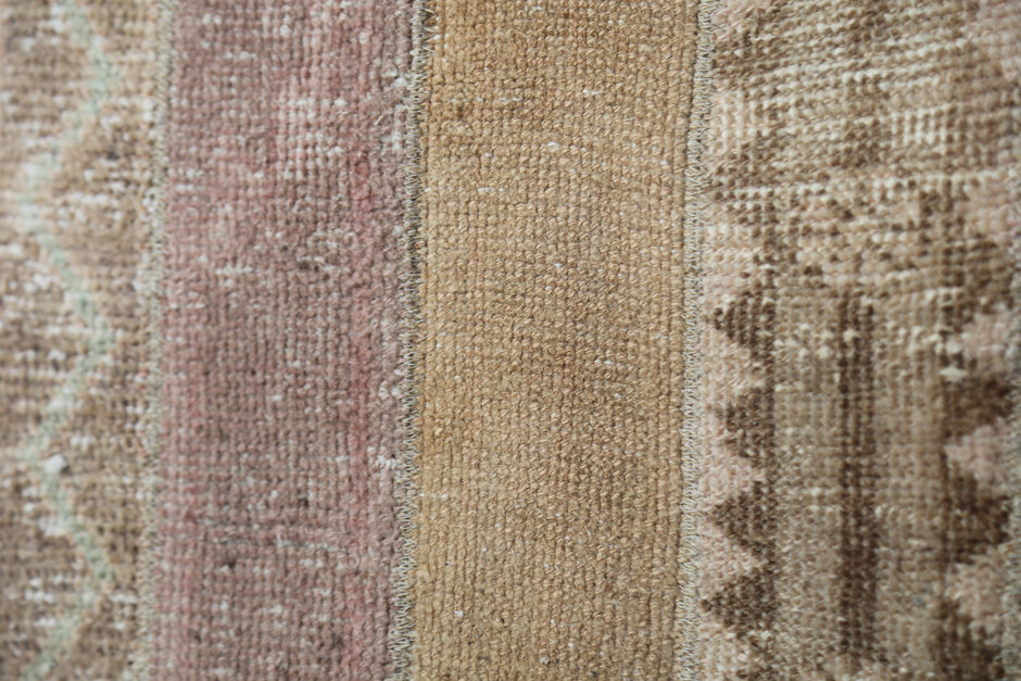 Vintage Patchwork Runner Rug, Handmade Wool Cotton Hallway Carpet