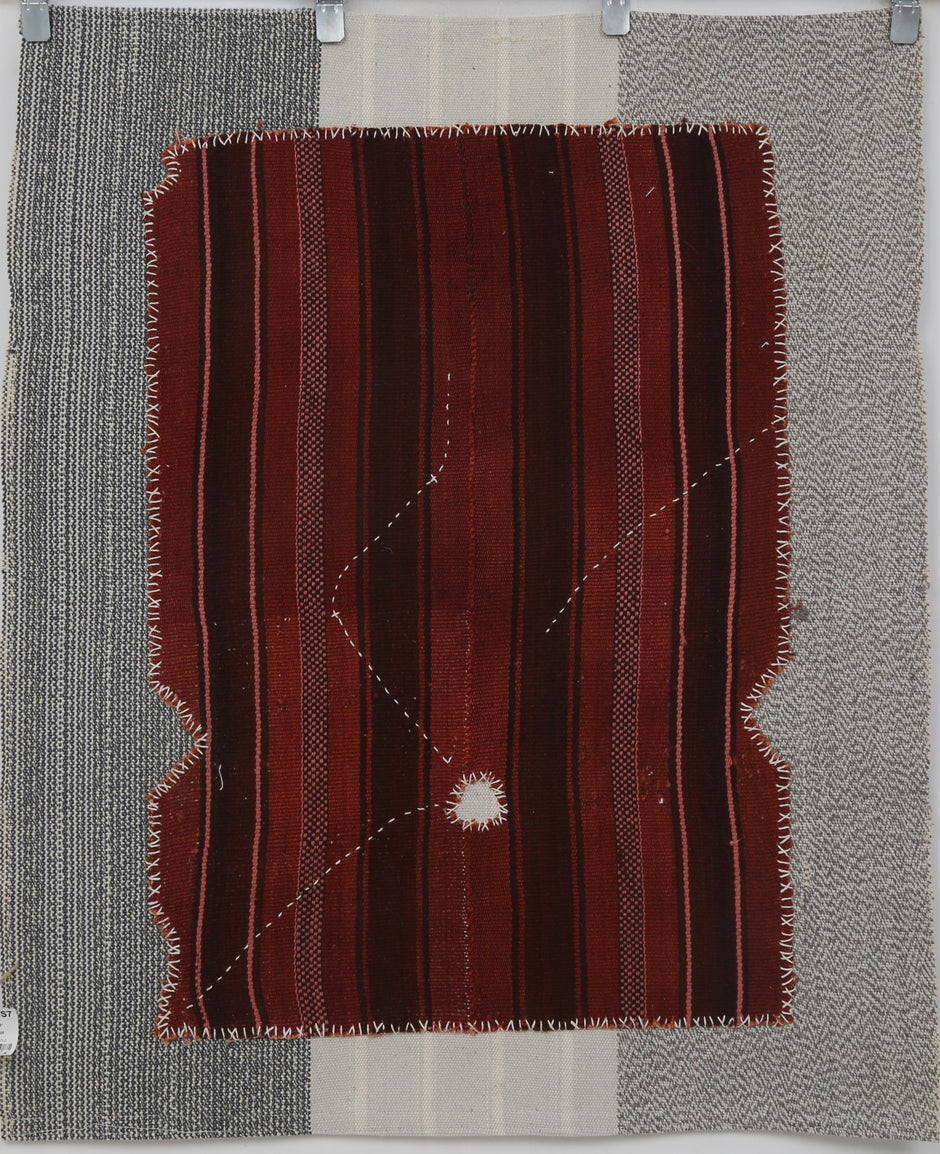 3x4 Vintage Turkish Tapestry Rug, Handwoven Wool Cotton Wall Hanging, Rustic Textile Wall Art