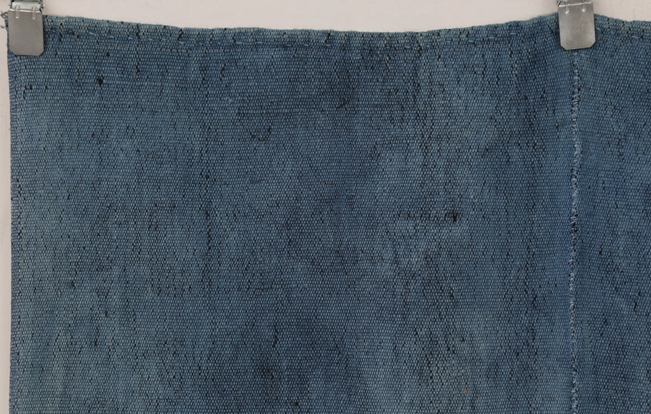 3x4 Handmade Hemp Tapestry Rug, Blue Minimalist Wall Hanging, Natural Fiber Art Decor