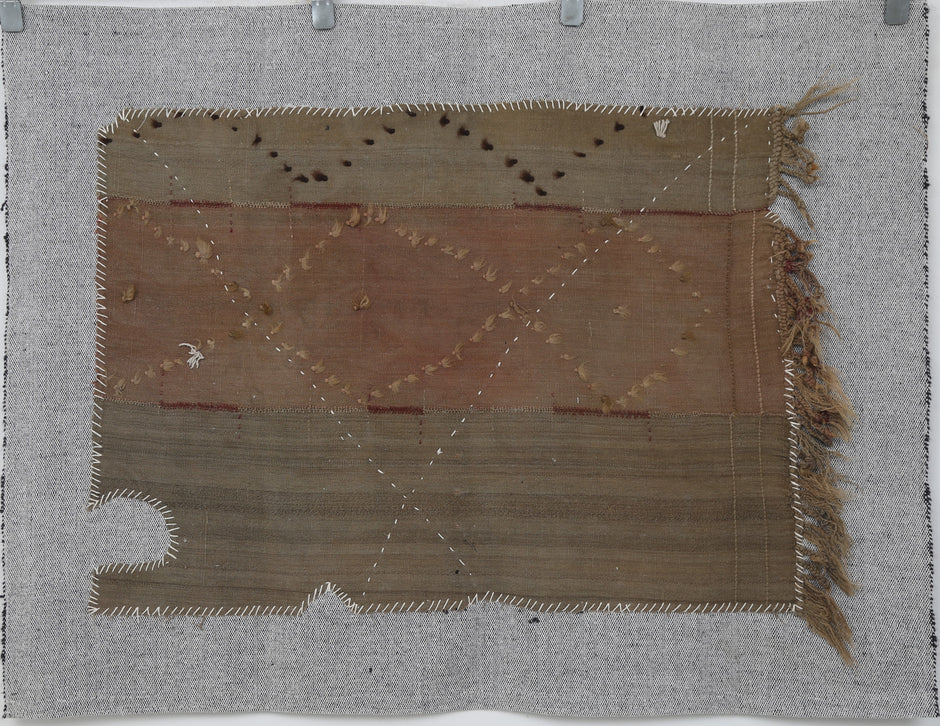 3x4 Handmade Wool Tapestry Rug, Earth Tone Textile Wall Hanging, Rustic Fiber Art Decor