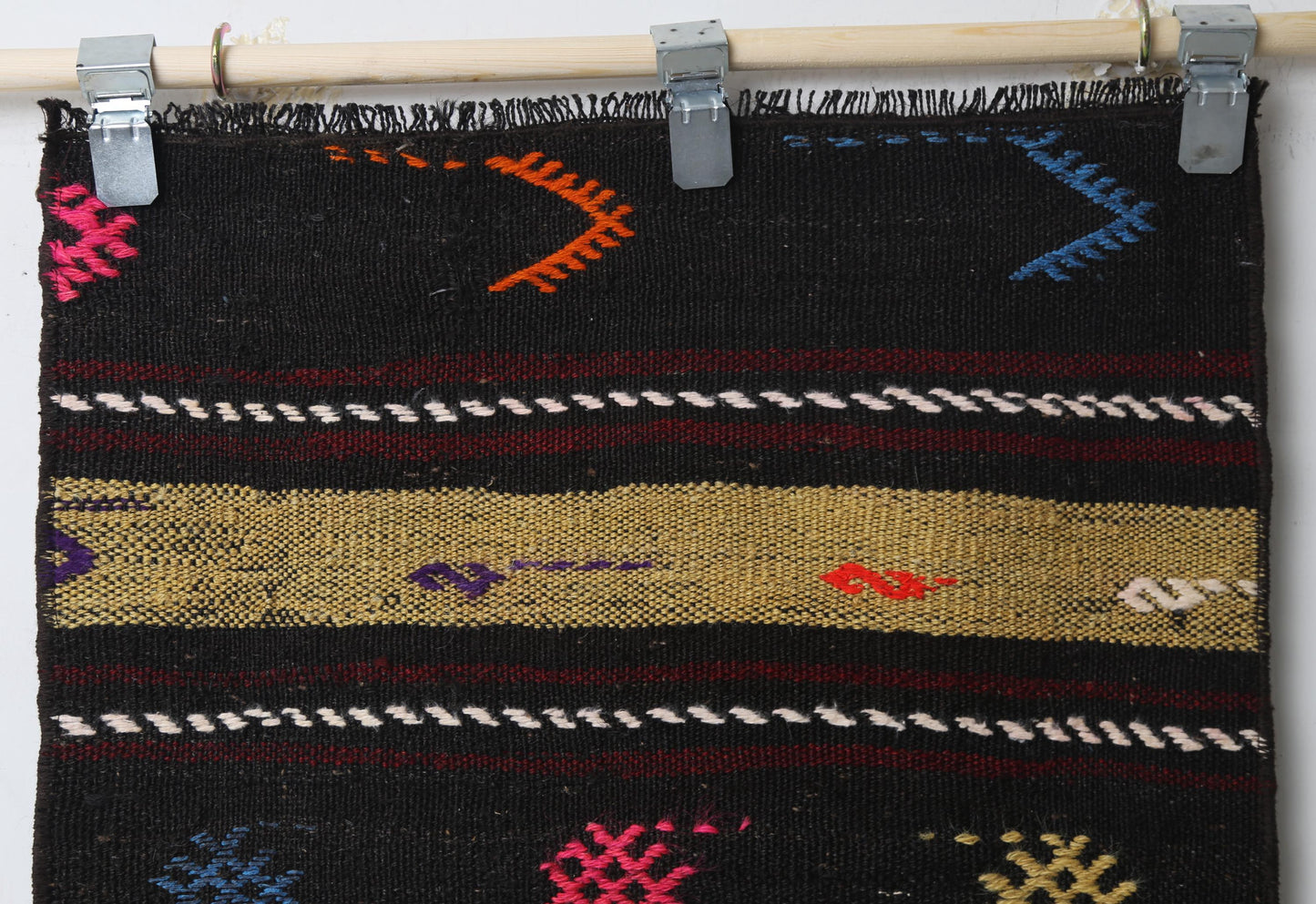 Vintage Turkish Kilim Runner, Handmade Wool Tribal Boho Hallway Rug