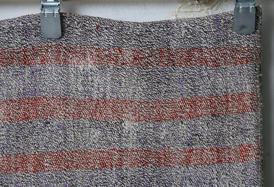 Vintage Turkish Flatweave Runner Rug, Handmade Anatolian Wool Cotton, Neutral Boho Hallway