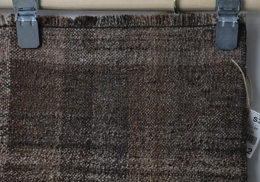 Vintage Turkish Kilim Runner Rug, Handmade Wool Flatweave Brown Minimalist (2'1" x 7'7")