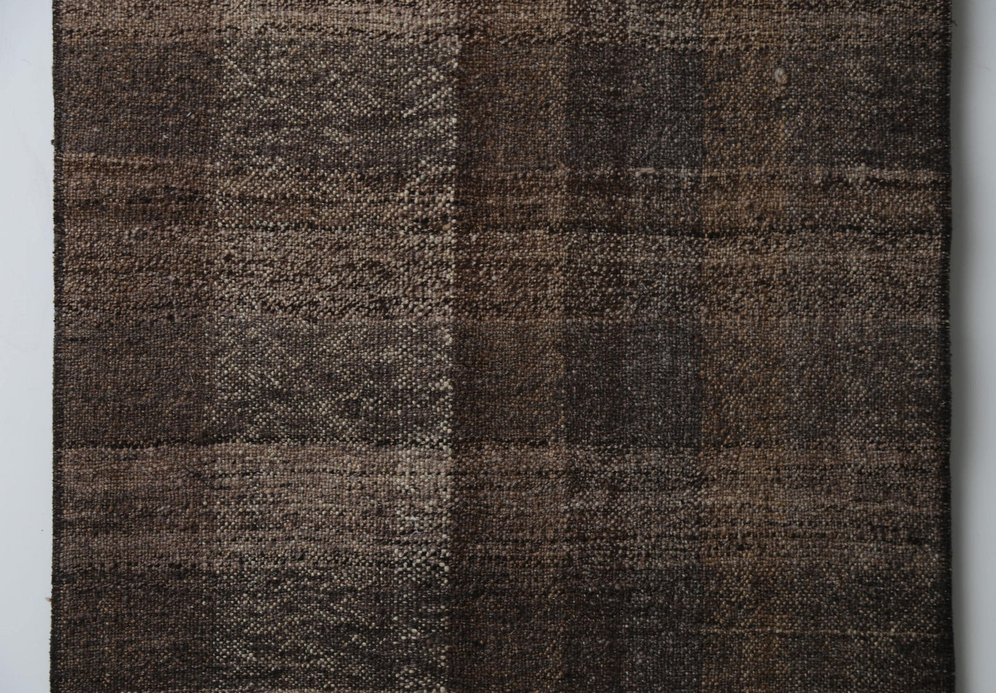 Vintage Turkish Kilim Runner Rug, Handmade Wool Flatweave Brown Minimalist (2'1" x 7'7")
