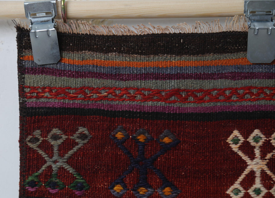 Vibrant stripe composition, alt angle, kilim runner
