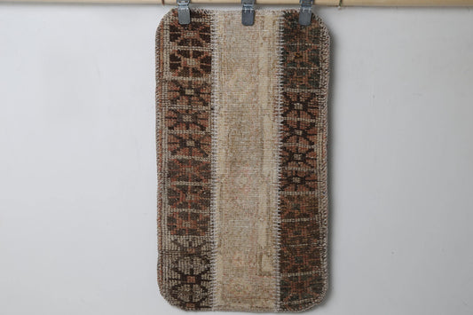 Vintage Turkish Patchwork Rug, Handmade Cotton Wool Doormat (1'6" x 2'9")