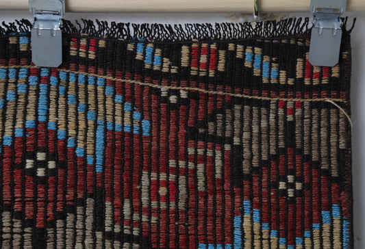 Vintage Turkish Kilim Doormat Rug, Handmade Wool Floral Red Brown Black (2'2" x 4'4")