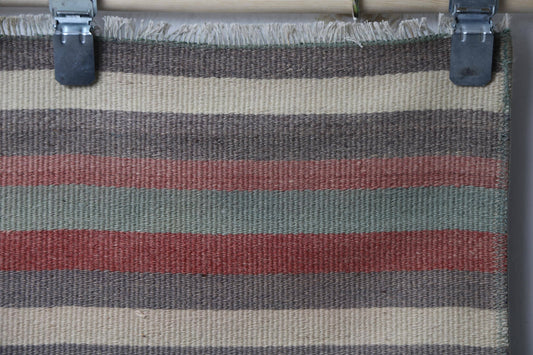 2'1 x 3'9 Vintage Turkish Kilim Doormat Rug, Handmade Wool Striped Multicolor Entry Rug
