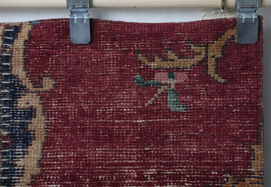 1'11 x 7'10 Vintage Turkish Patchwork Runner Rug, Handmade Wool Cotton Multicolor Hallway Rug