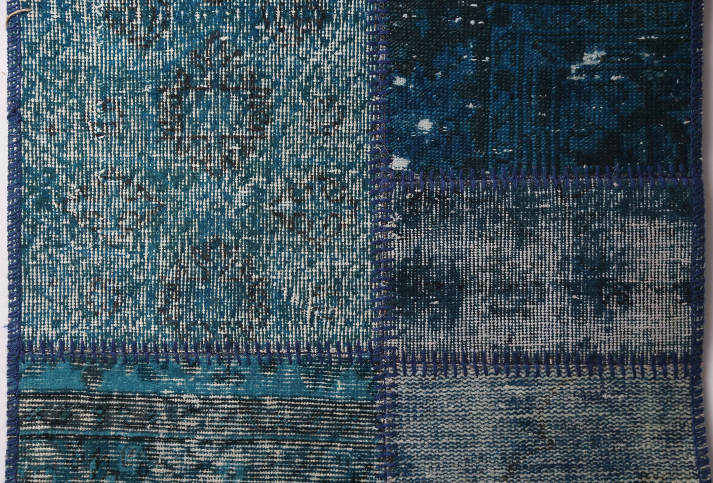 2'5 x 7'2 Vintage Turkish Patchwork Runner Rug, Handmade Wool Cotton Blue Hallway Rug