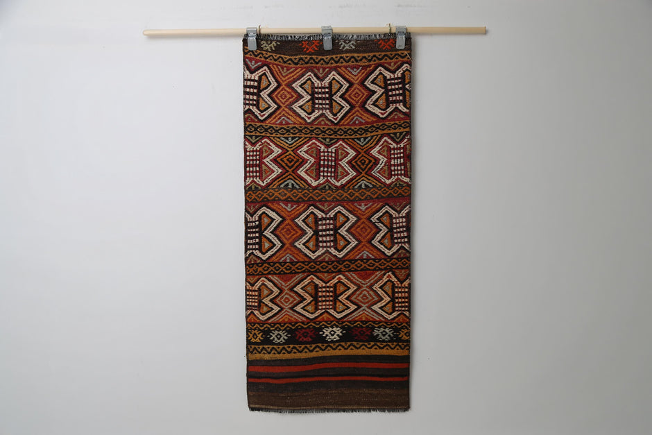Vintage Turkish Kilim Rug, Handmade Wool Tribal Runner (2'0" x 4'7")