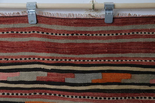 Vintage Turkish Kilim Rug, Handmade Wool Tribal Boho Area Rug