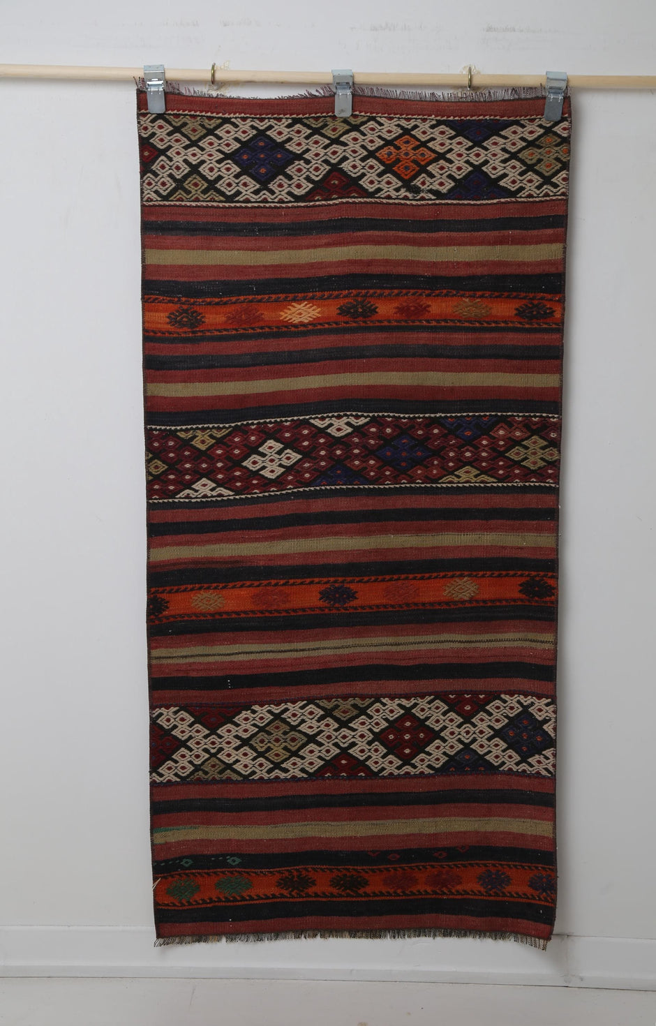 Kilim rug detail, central diamond medallion design
