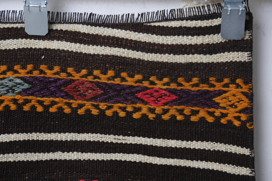 Side view, stripe arrangement, boho kilim runner