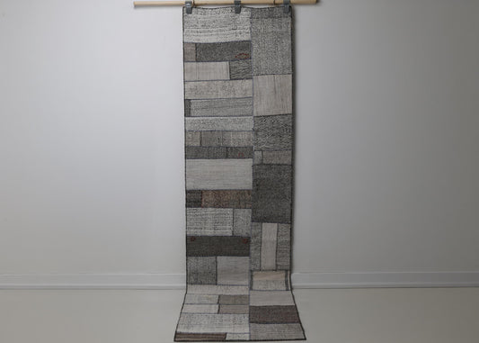 Vintage Patchwork Kilim Runner Rug, Handmade Wool Cotton Hallway Carpet