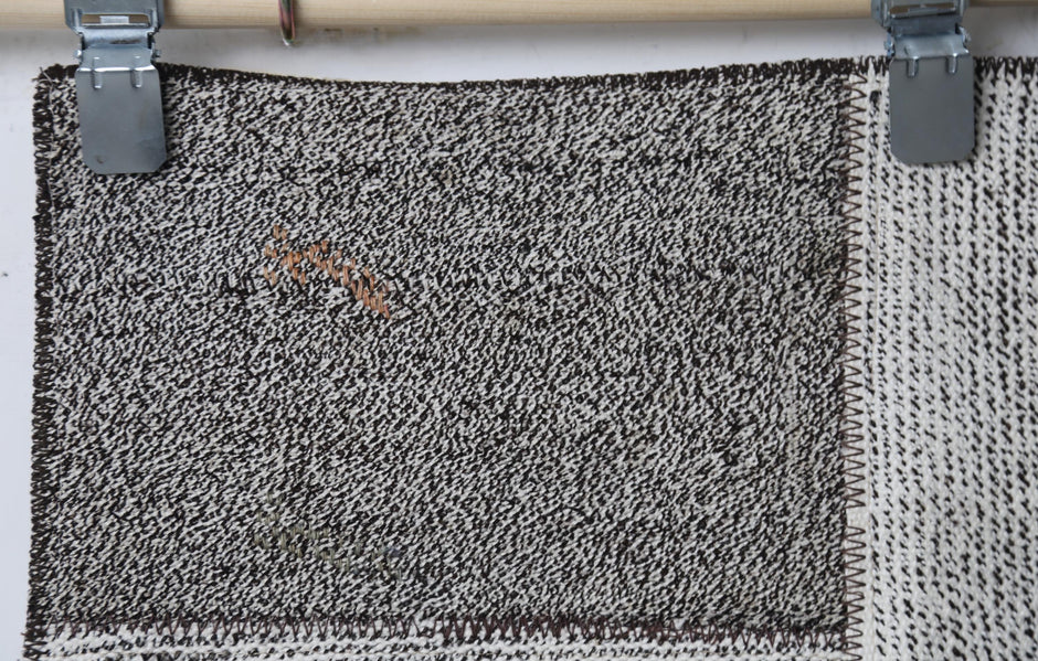 Patchwork construction detail, kilim area rug