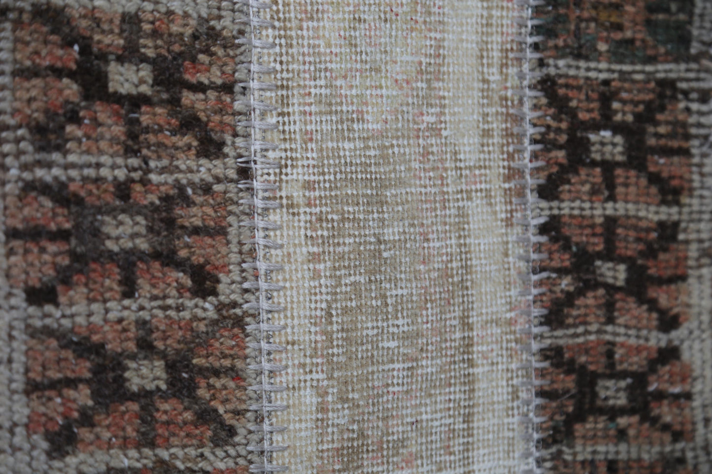 Vintage Turkish Patchwork Rug, Handmade Cotton Wool Doormat (1'6" x 2'9")