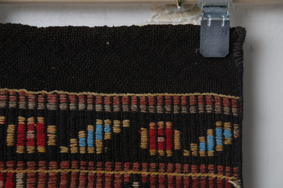 Tribal design, alt perspective, red floral kilim runner