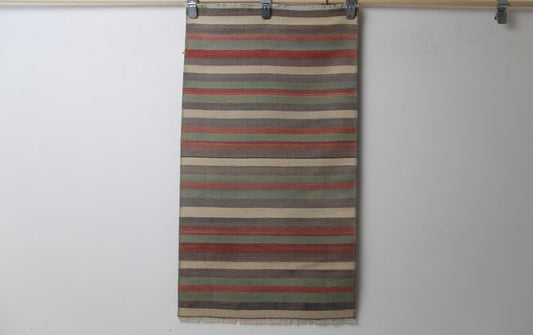 2'1 x 3'9 Vintage Turkish Kilim Doormat Rug, Handmade Wool Striped Multicolor Entry Rug