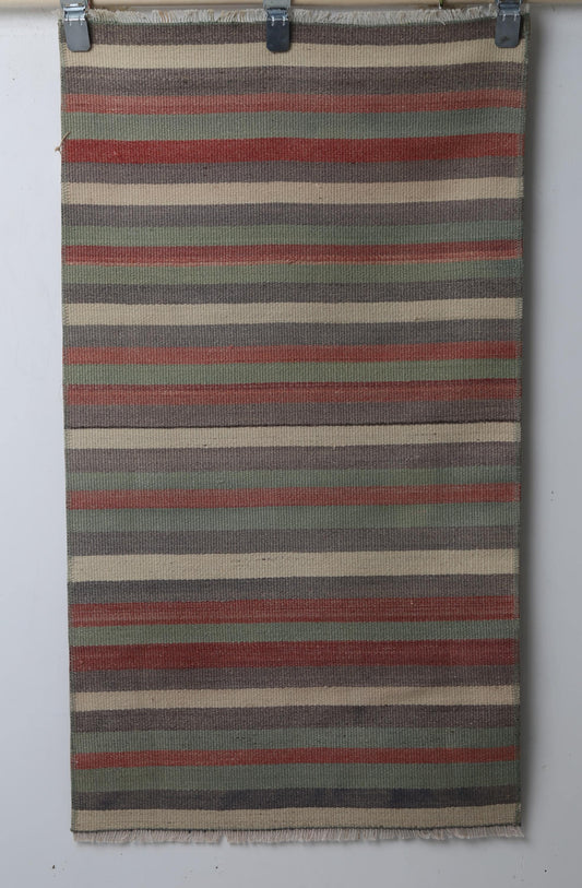 2'1 x 3'9 Vintage Turkish Kilim Doormat Rug, Handmade Wool Striped Multicolor Entry Rug