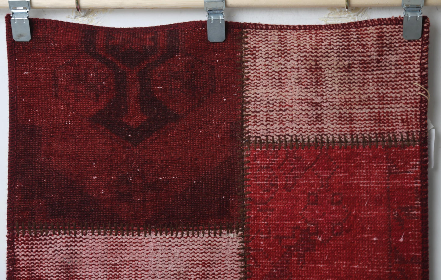 2'5 x 7'6 Vintage Turkish Patchwork Runner Rug, Handmade Wool Cotton Red Hallway Rug