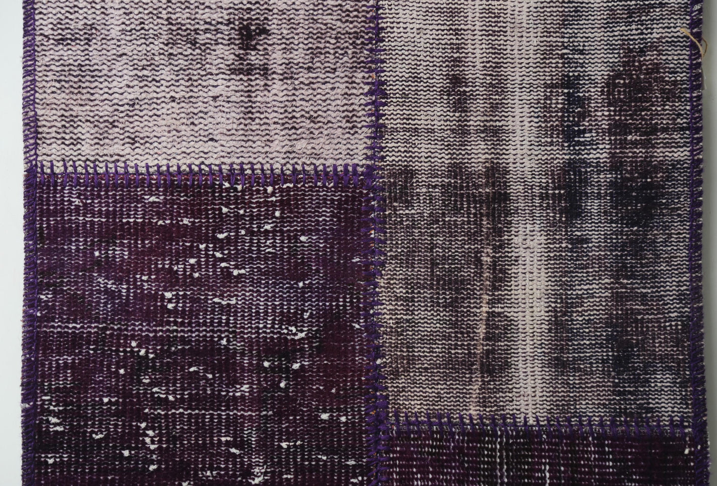 2'3 x 8'4 Vintage Turkish Patchwork Runner Rug, Handmade Wool Cotton Purple Hallway Rug