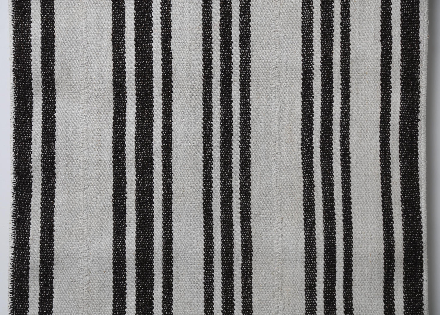 2'0 x 7'7 Vintage Turkish Hemp Runner Rug, White Black Striped Long Hallway Rug
