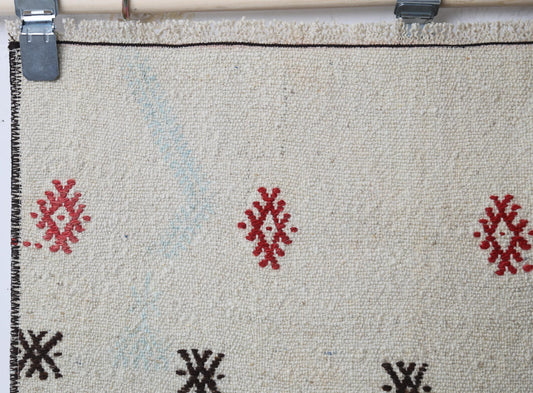 2'3 x 6'1 Vintage Turkish Kilim Runner Rug, Beige Minimal Tribal Wool Hallway Rug