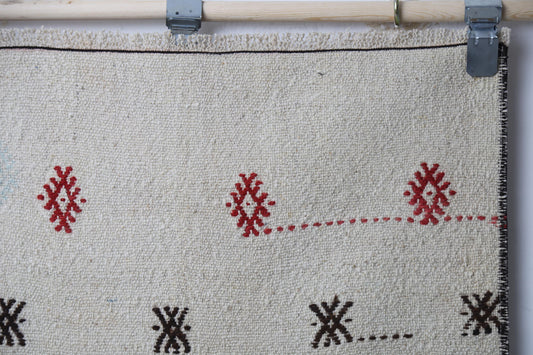 2'3 x 6'1 Vintage Turkish Kilim Runner Rug, Beige Minimal Tribal Wool Hallway Rug