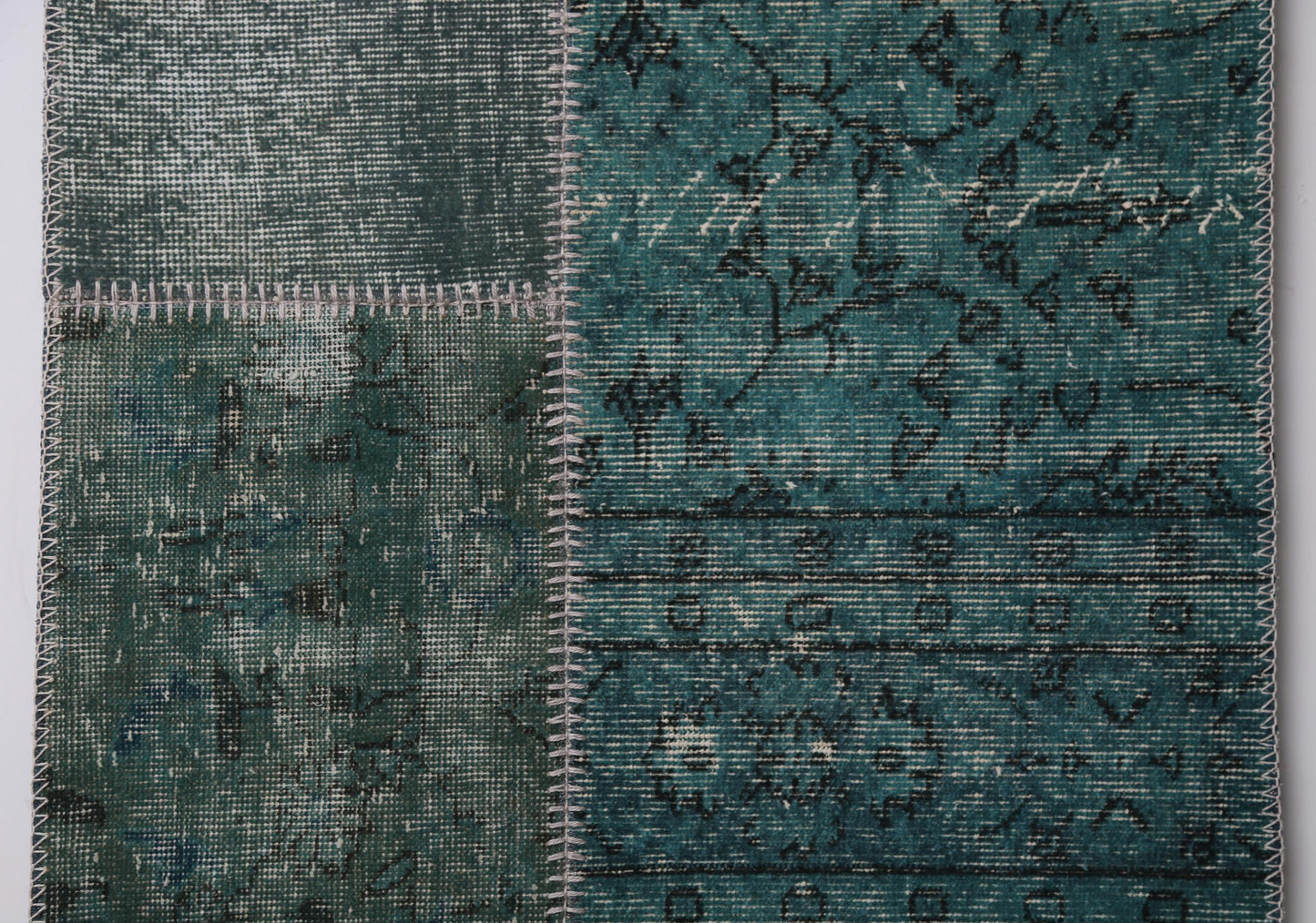 2'5 x 7'7 Vintage Turkish Patchwork Runner Rug, Green Hallway Hemp Rug