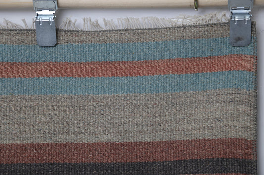 Vintage Turkish Kilim Rug 2x4 ft, Striped Wool Small Runner Rug, Rustic Neutral Multicolor Entryway Rug Handmade