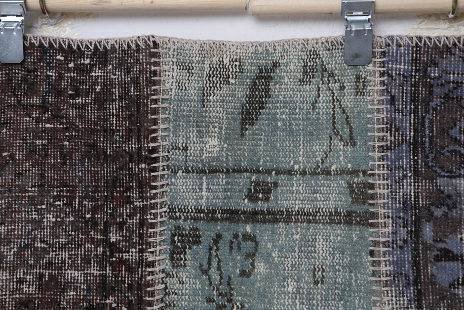 Side angle, color variation, multicolor patchwork area rug