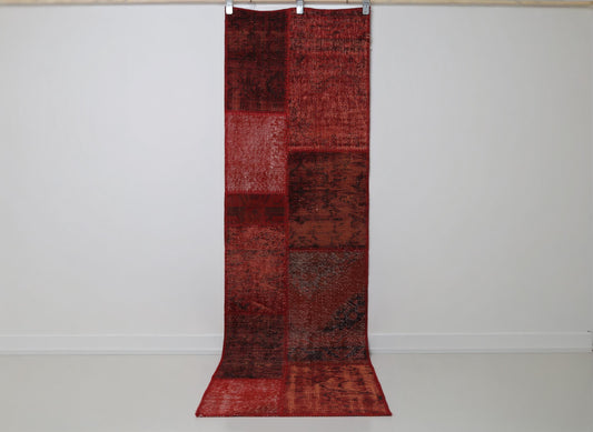 2'4 x 8' Vintage Turkish Patchwork Runner, Red Kilim Runner Wool Cotton, Long Hallway Rug