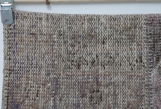 2x7 Vintage Patchwork Runner Rug, Multicolor Neutral Tones, Narrow Hallway Carpet