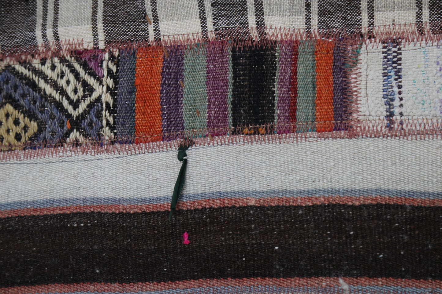 Kilim Tapestry Wall Hanging Rug, Patchwork Textile Art, Small Boho Wall Decor, 3x2 ft