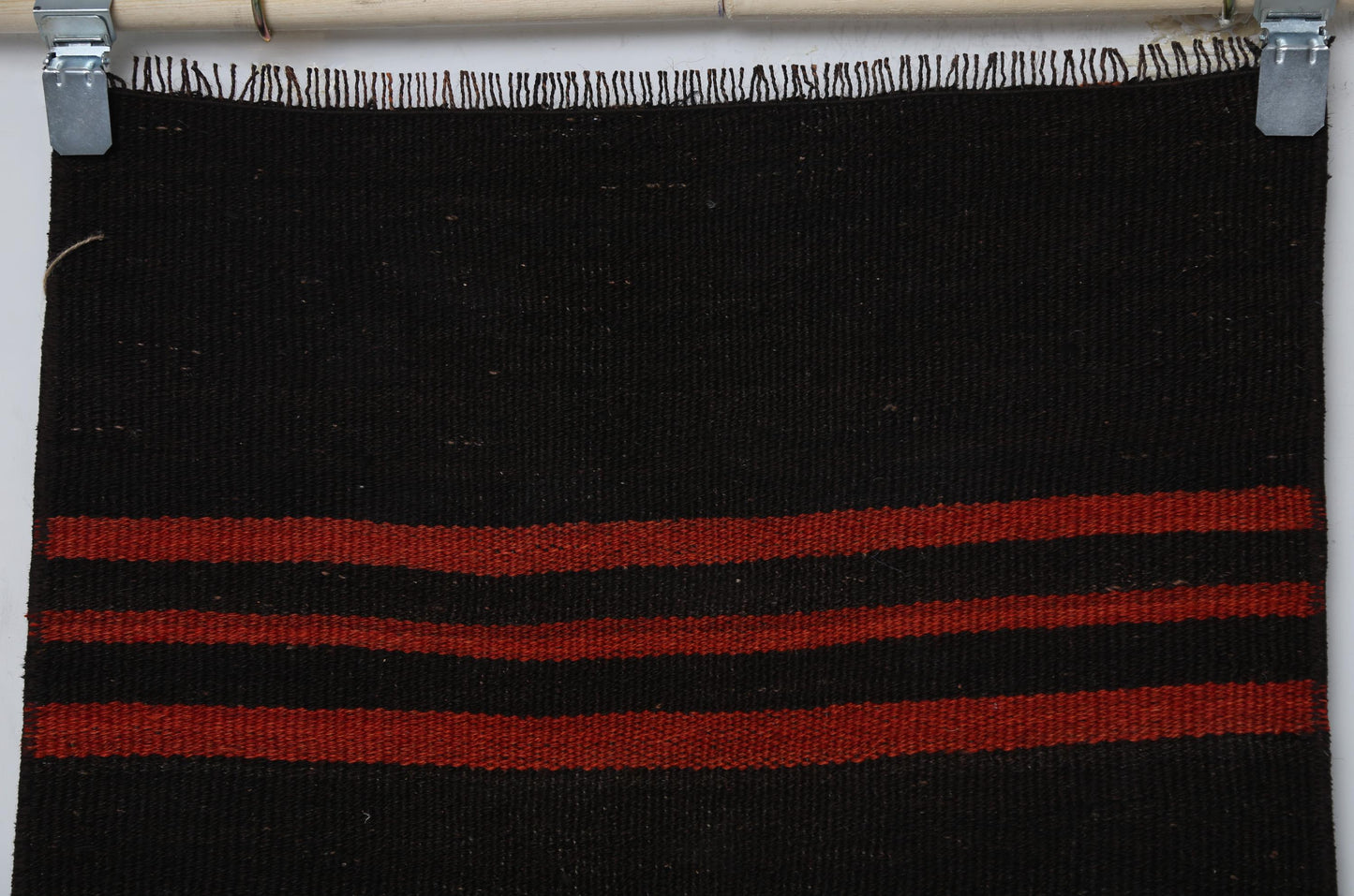 Striped Kilim Runner Rug, Black Red Flatweave Rug, Boho Narrow Runner, Minimal Tribal Kilim 2x4 ft