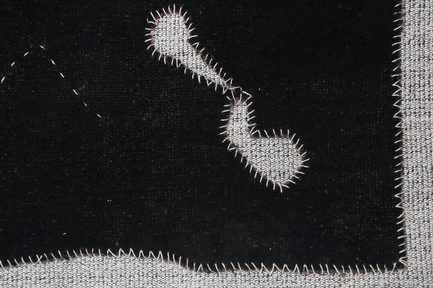 3x4 Vintage Turkish Tapestry Rug, Black Minimalist Wall Hanging, Handmade Flatweave Textile Art
