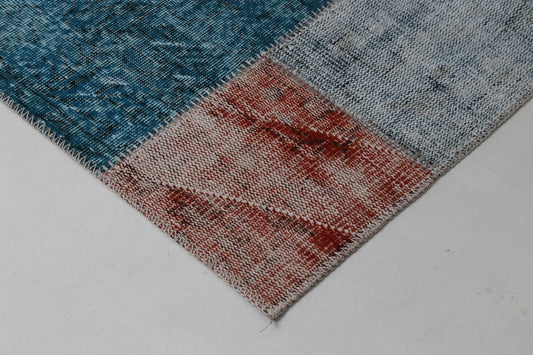 2x8 Vintage Patchwork Runner Rug, Multicolor Panel Design, Narrow Hallway Carpet