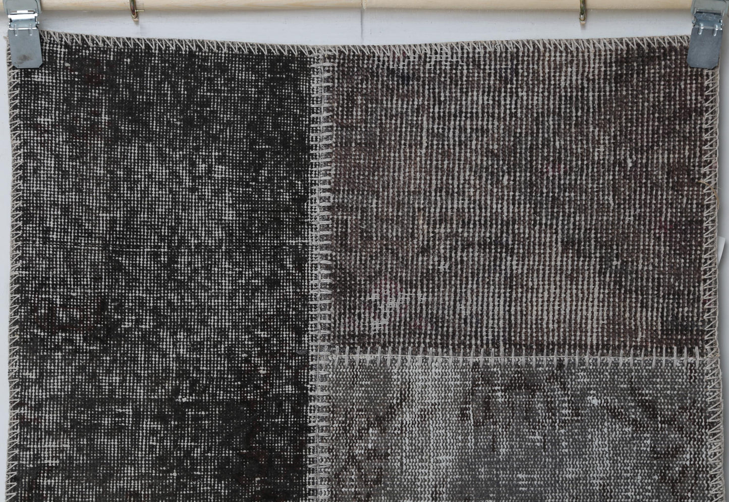 2x8 Vintage Patchwork Runner Rug, Gray Brown Wool Cotton Hallway Runner, Handmade Narrow Turkish Rug