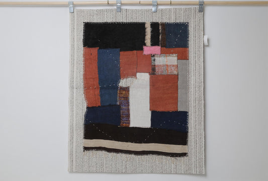 3x4 Vintage Turkish Tapestry Rug, Abstract Hemp Wool Wall Hanging, Handmade Textile Fiber Art Decor