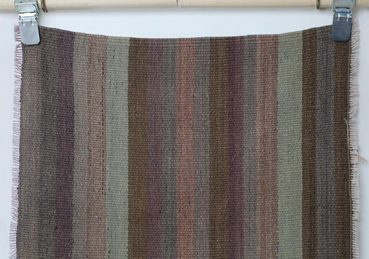 2x4 Vintage Turkish Kilim Runner Rug, Brown Striped Narrow Hallway Rug, Handmade Wool Small Runner