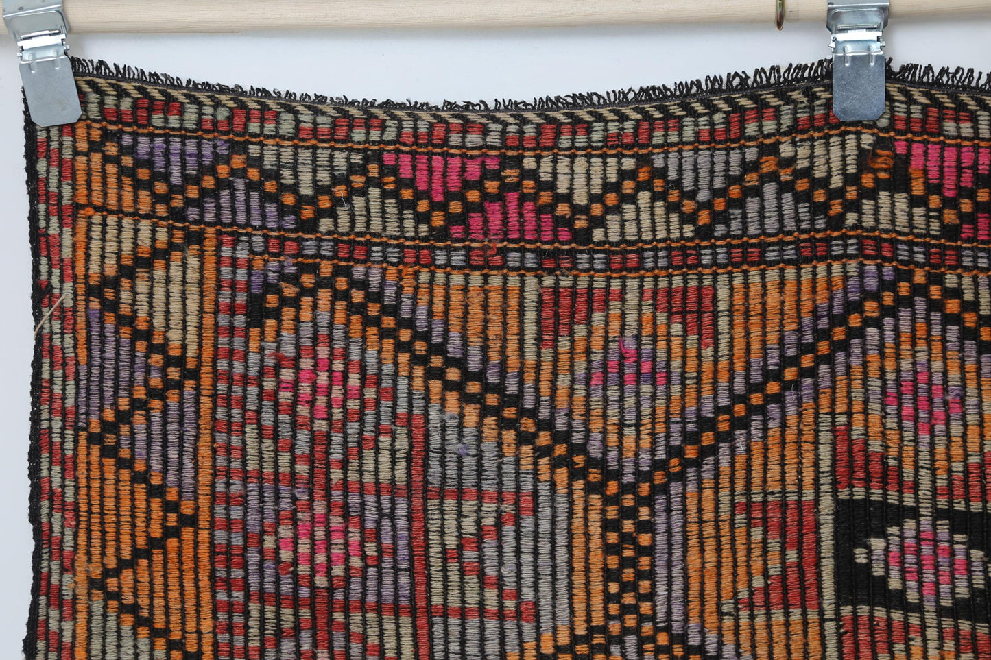 6x10 Vintage Turkish Flatweave Rug, Red Oriental Pattern Large Area Rug, Handmade Wool Cotton Kilim