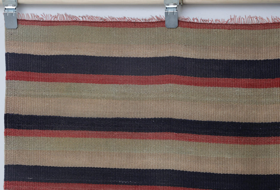 Wool flatweave texture detail on handmade rustic kilim