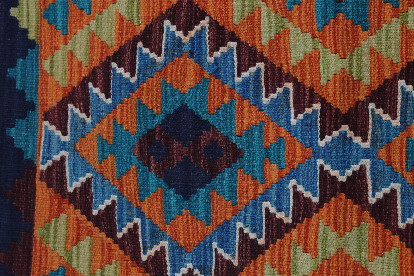 2x3 Vintage Turkish Kilim Rug, Blue Oriental Wool Accent Rug, Handmade Tribal Flatweave Rug