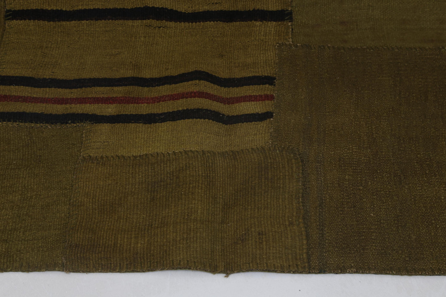 6x8 Vintage Hemp Patchwork Rug, Mustard Handmade Turkish Area Rug, Minimal Rustic Patchwork Carpet