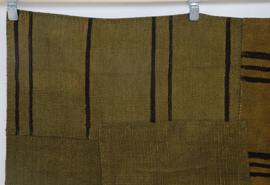 6x8 Vintage Hemp Patchwork Rug, Mustard Handmade Turkish Area Rug, Minimal Rustic Patchwork Carpet