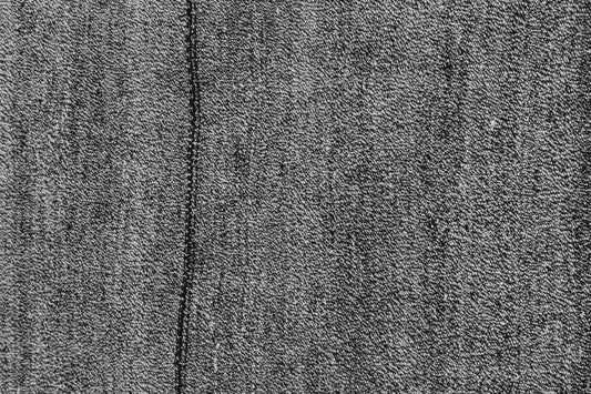 7x7 Vintage Turkish Flatweave Rug, Black White Striped Wool Cotton Kilim, Handmade Minimal Area Rug