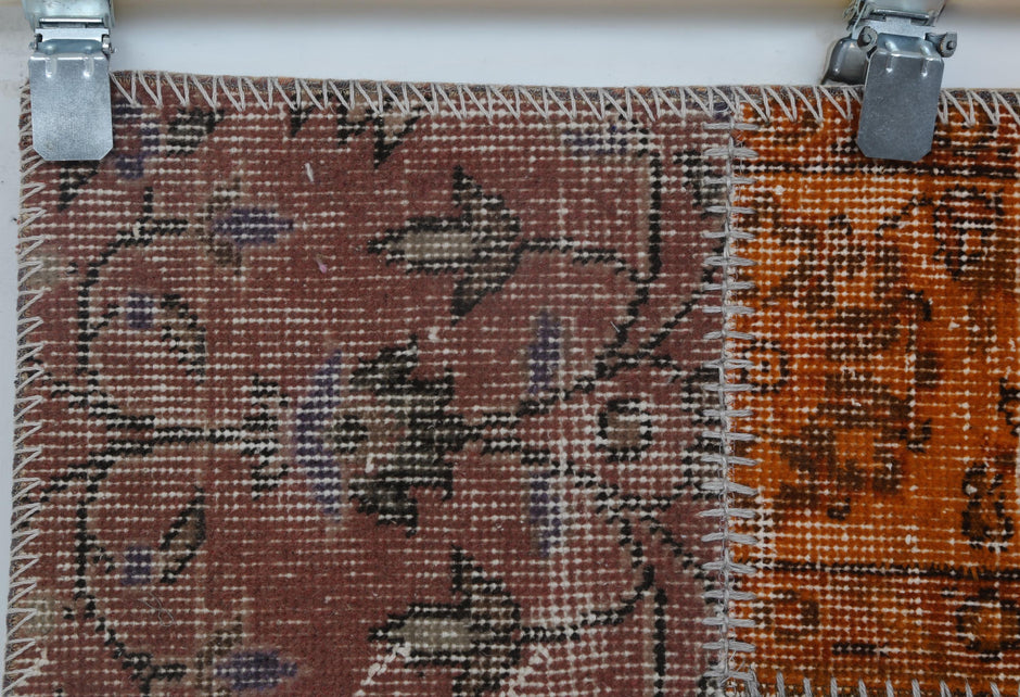 Geometric layered texture detail on handmade wool cotton runner